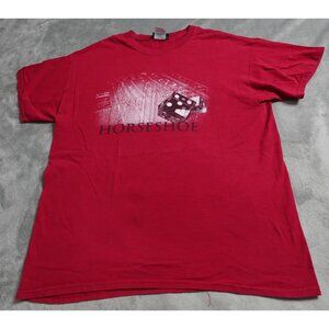 Vintage Horseshoe Caesars Entertainment T Shirt Men's Large Red Short Sleeve